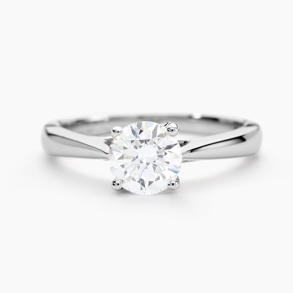 Bague Aphrodite Ld Platine Blanc Diamant Synth&eacute;tique - Bagues solitaires Femme | Histoire d&rsquo;Or