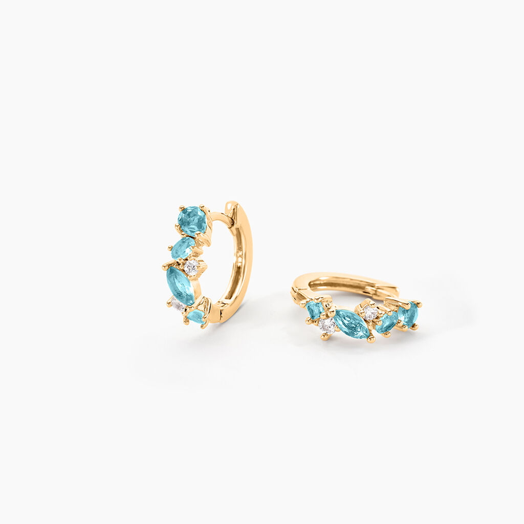 Créoles More Plaqué Or Jaune Pierre Artificielle - Boucles d'oreilles créoles Femme | Histoire d’Or