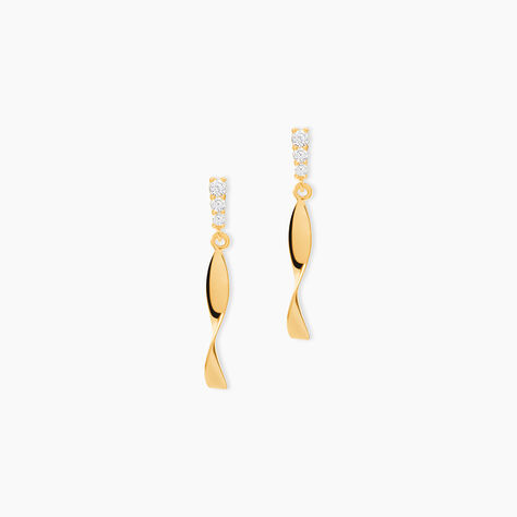 Boucles D'oreilles Pendantes Kristina Or Jaune Oxyde De Zirconium - Boucles d'oreilles pendantes Femme | Histoire d&rsquo;Or