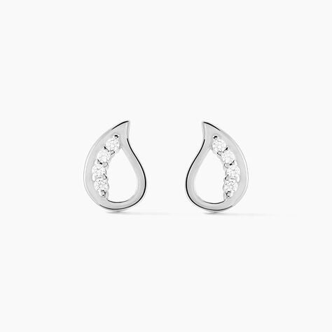 Boucles D'oreilles Puces Argent Blanc Sylvan Oxydes De Zirconium - Boucles d'oreilles fantaisie Femme | Histoire d’Or