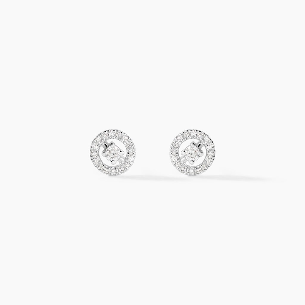 Boucles D'oreilles Puces Domitia Or Blanc Diamant - Clous d'oreilles Femme | Histoire d&rsquo;Or