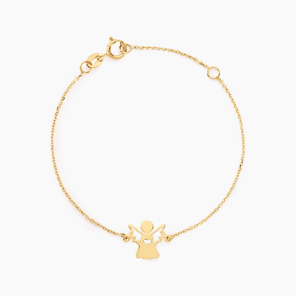 Bracelet Hallie Ange Et Coeur Or Jaune - Bracelets Bapt&ecirc;me Enfant | Histoire d&rsquo;Or