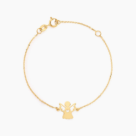 Bracelet Hallie Ange Et Coeur Or Jaune - Bracelets Bapt&ecirc;me Enfant | Histoire d&rsquo;Or