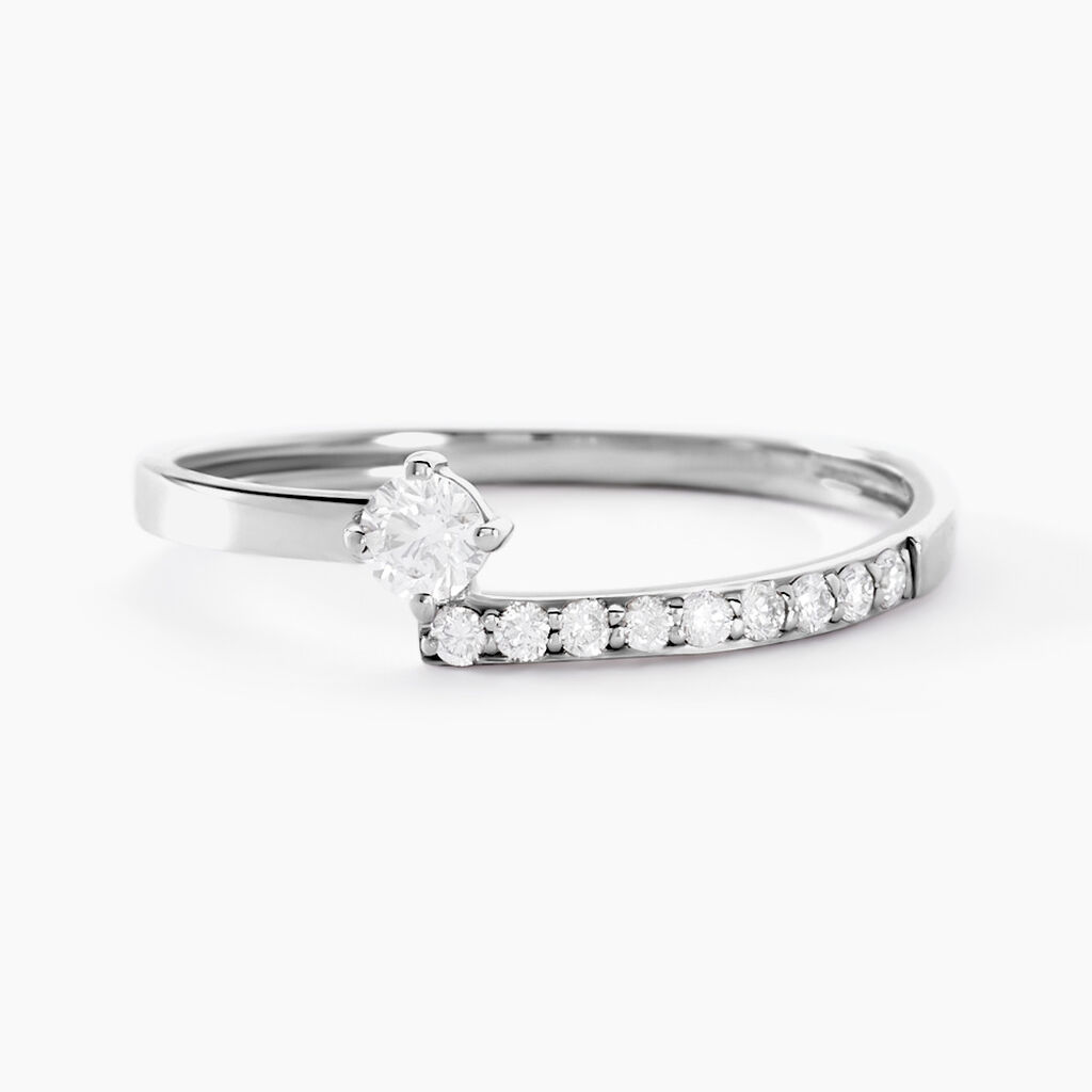 Bague Racheal Or Blanc Diamant Synthétique - Bagues solitaires Femme | Histoire d’Or