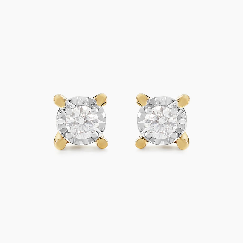 Boucles D'oreilles Puces Diamotion Or Jaune Diamant - Clous d'oreilles Femme | Histoire d&rsquo;Or