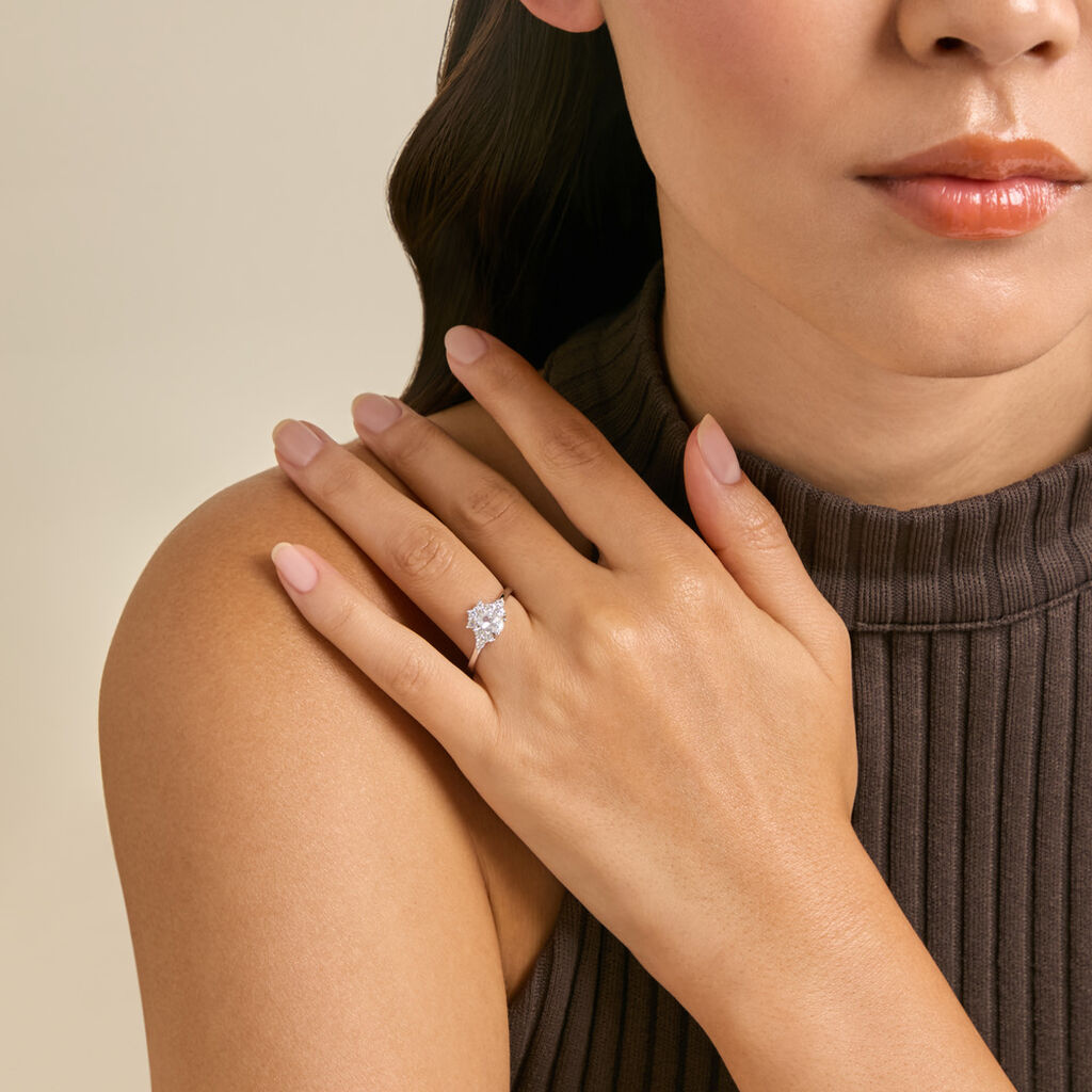 Bague Magma Argent Blanc Oxyde De Zirconium - Bagues de fian&ccedil;ailles ovale Femme | Histoire d&rsquo;Or