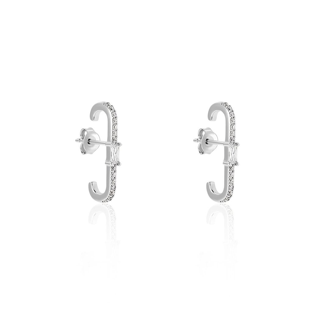 Boucles D'oreilles Puces Mabella Argent Blanc Oxyde De Zirconium - Boucles d'oreilles fantaisie Femme | Histoire d&rsquo;Or