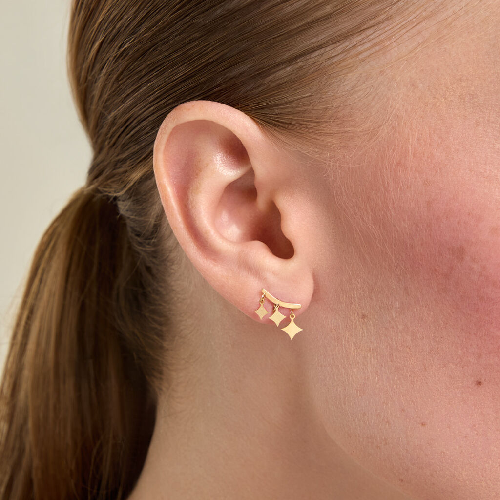 Boucles D'Oreilles Puces Pluto Argent Dor&eacute; A L'Or 750/1000 - Boucles d'oreilles fantaisie Femme | Histoire d&rsquo;Or