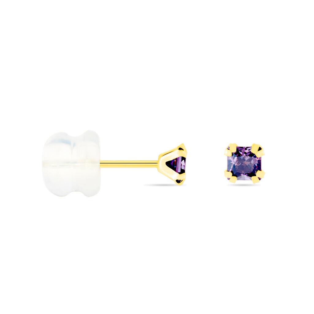 Boucles D'oreilles Puces Doreen Carre Or Jaune Oxyde De Zirconium - Clous d'oreilles Femme | Histoire d’Or