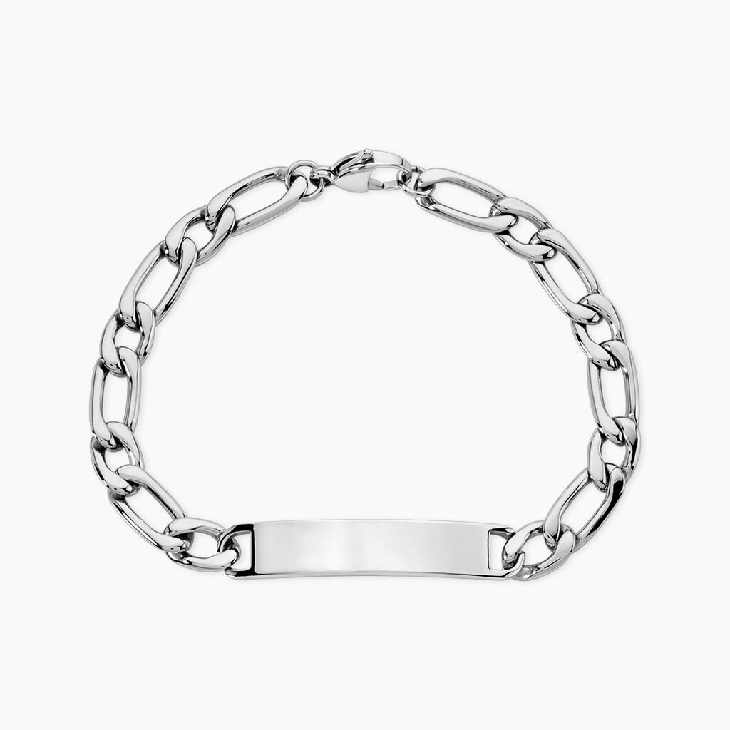 Bracelet Identit&eacute;e Miro Acier Blanc - F&ecirc;te des p&egrave;res Homme | Histoire d&rsquo;Or