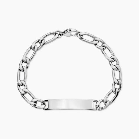 Bracelet Identit&eacute;e Miro Acier Blanc - F&ecirc;te des p&egrave;res Homme | Histoire d&rsquo;Or