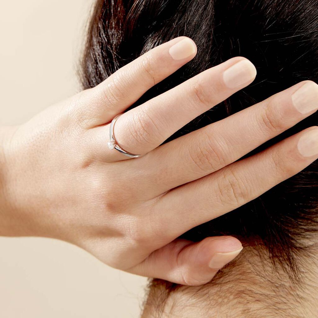 Bague Solitaire Veronika Or Blanc Diamant - Bagues solitaires Femme | Histoire d’Or