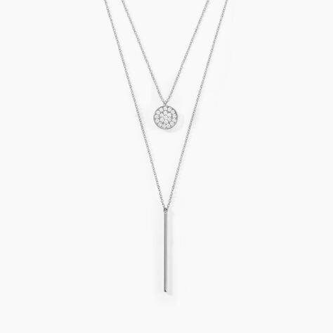 Collier Manna Argent Blanc Oxyde De Zirconium - Colliers doubles et triples chaînes Femme | Histoire d’Or