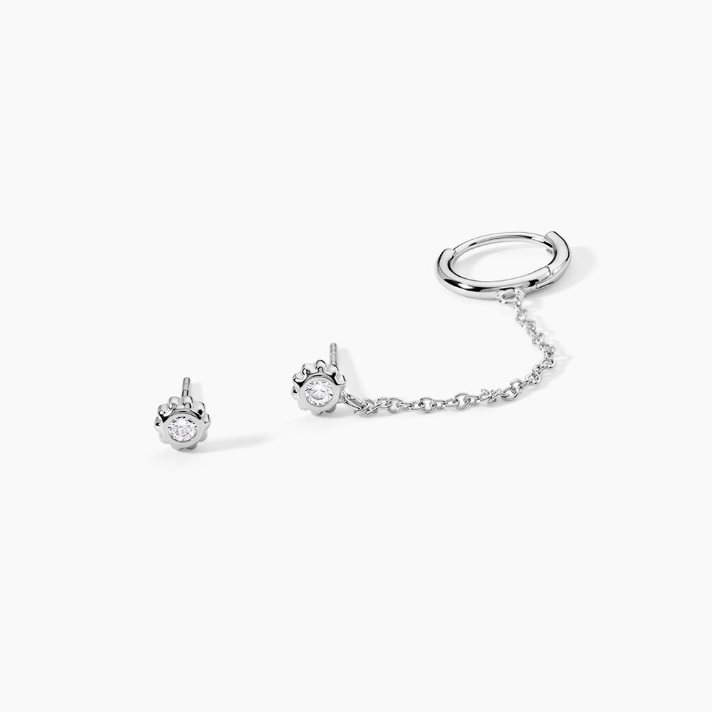 Boucles D'oreilles D&eacute;pareill&eacute;es Macha Argent Blanc Oxyde De Zirconium - Boucles d'oreilles fantaisie Femme | Histoire d&rsquo;Or