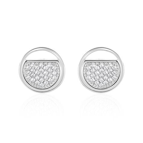 Boucles D'oreilles Puces Laetizia Clara Argent  Oxyde De Zirconium - Boucles d'oreilles fantaisie Femme | Histoire d&rsquo;Or