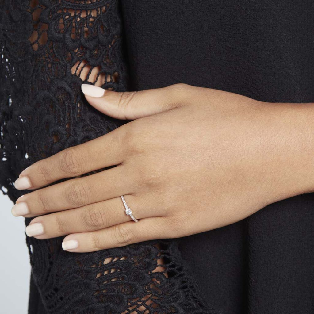 Bague Solitaire Nina Or Blanc Diamant - Bagues solitaires Femme | Histoire d’Or