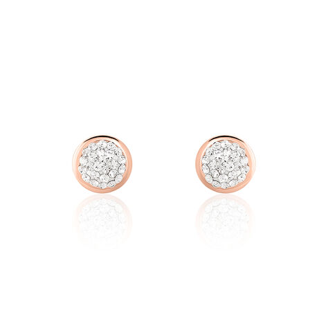 Boucles D'oreilles Puces Edmee Cercle 0 Or Rose Strass - Clous d'oreilles Femme | Histoire d’Or