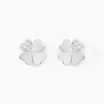 Boucles D'oreilles Puces Luce Argent Blanc Oxyde De Zirconium - Boucles d'oreilles fantaisie Femme | Histoire d&rsquo;Or