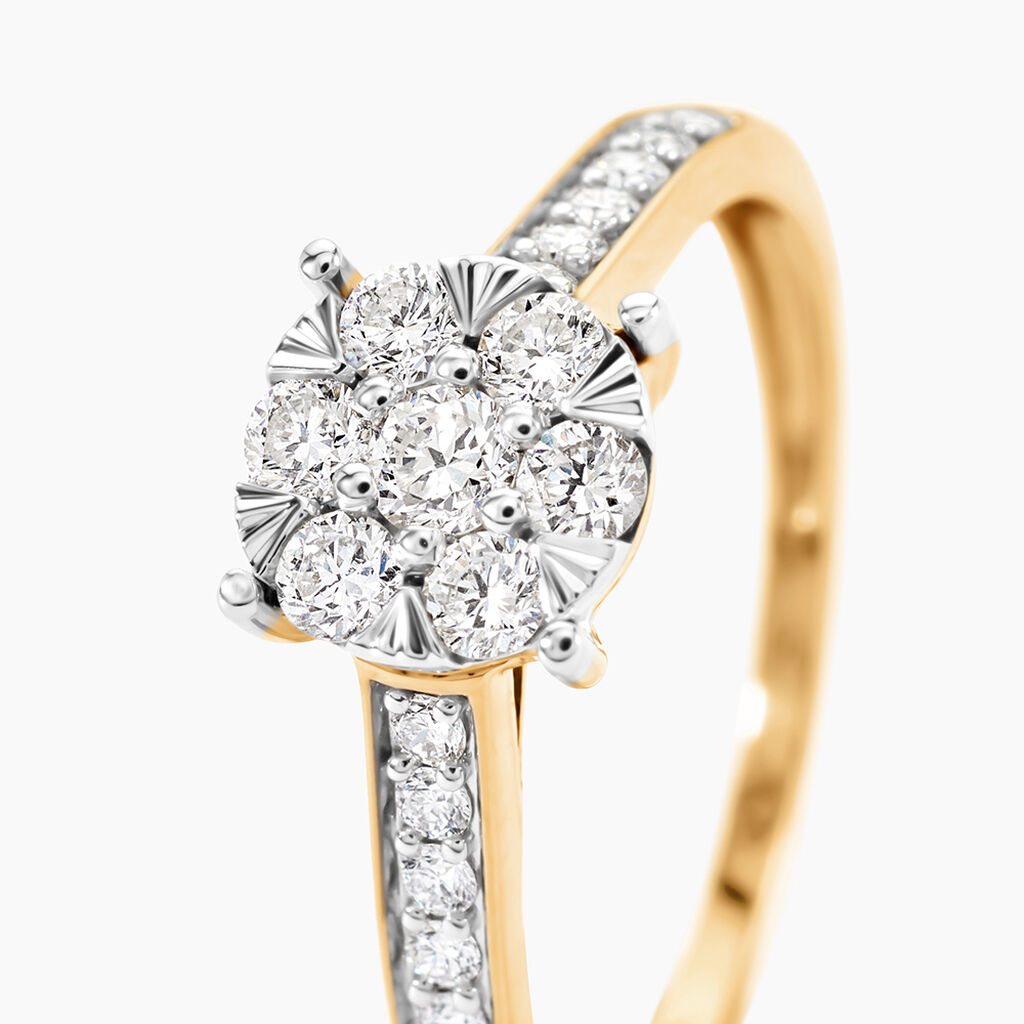 Bague Maximilianus Or Jaune Diamant Synth&eacute;tique - Bagues solitaires Femme | Histoire d&rsquo;Or