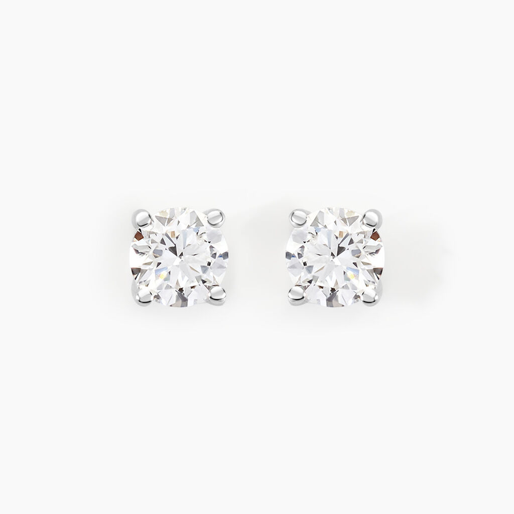 Boucles D'oreilles Puces Aphrodite Or Blanc Diamant - Clous d'oreilles Famille | Histoire d’Or