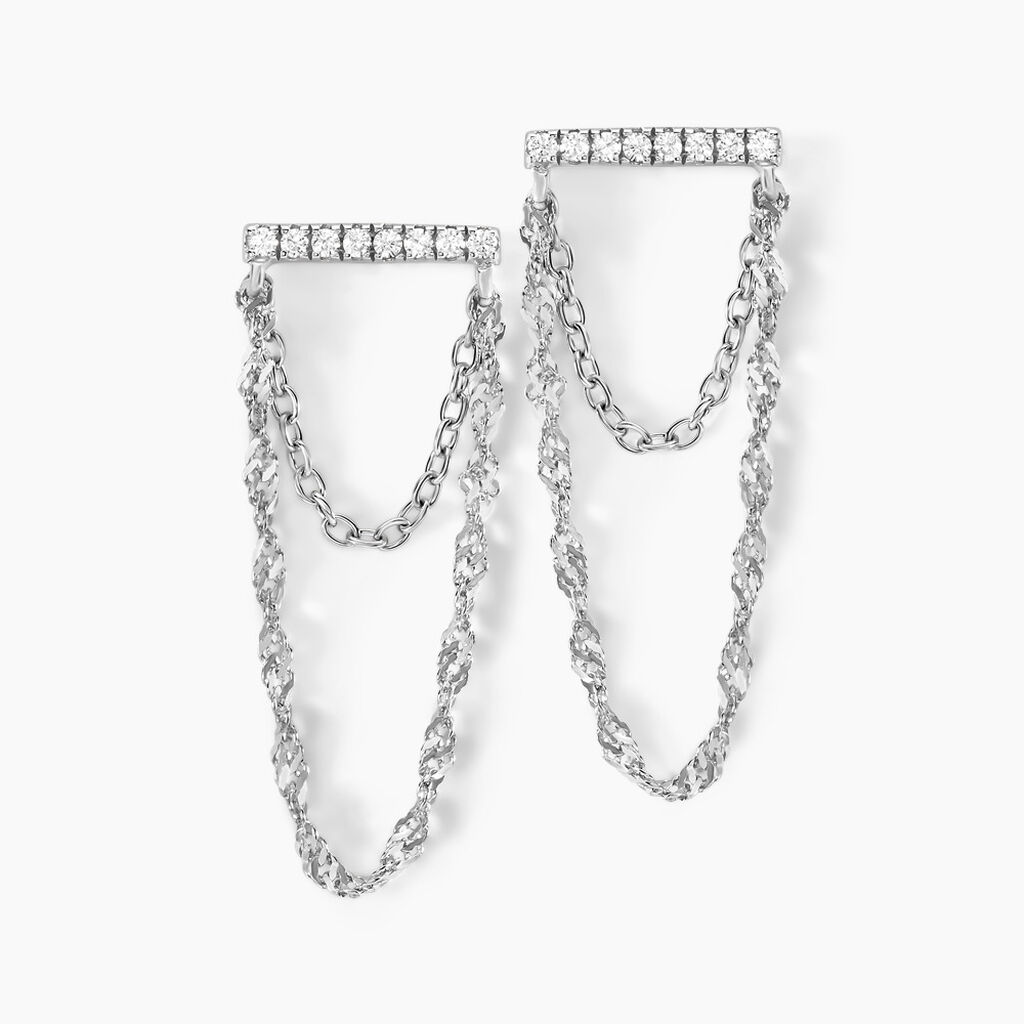 Boucles D'oreilles Pendantes Mircea Argent Blanc Oxyde De Zirconium - Boucles d'oreilles fantaisie Femme | Histoire d&rsquo;Or