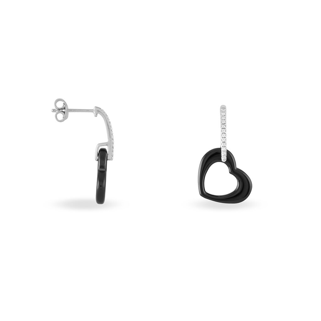 Boucles D'oreilles Pendantes Elodie Argent Blanc Oxyde Et Céramique - Boucles d'oreilles fantaisie Femme | Histoire d’Or