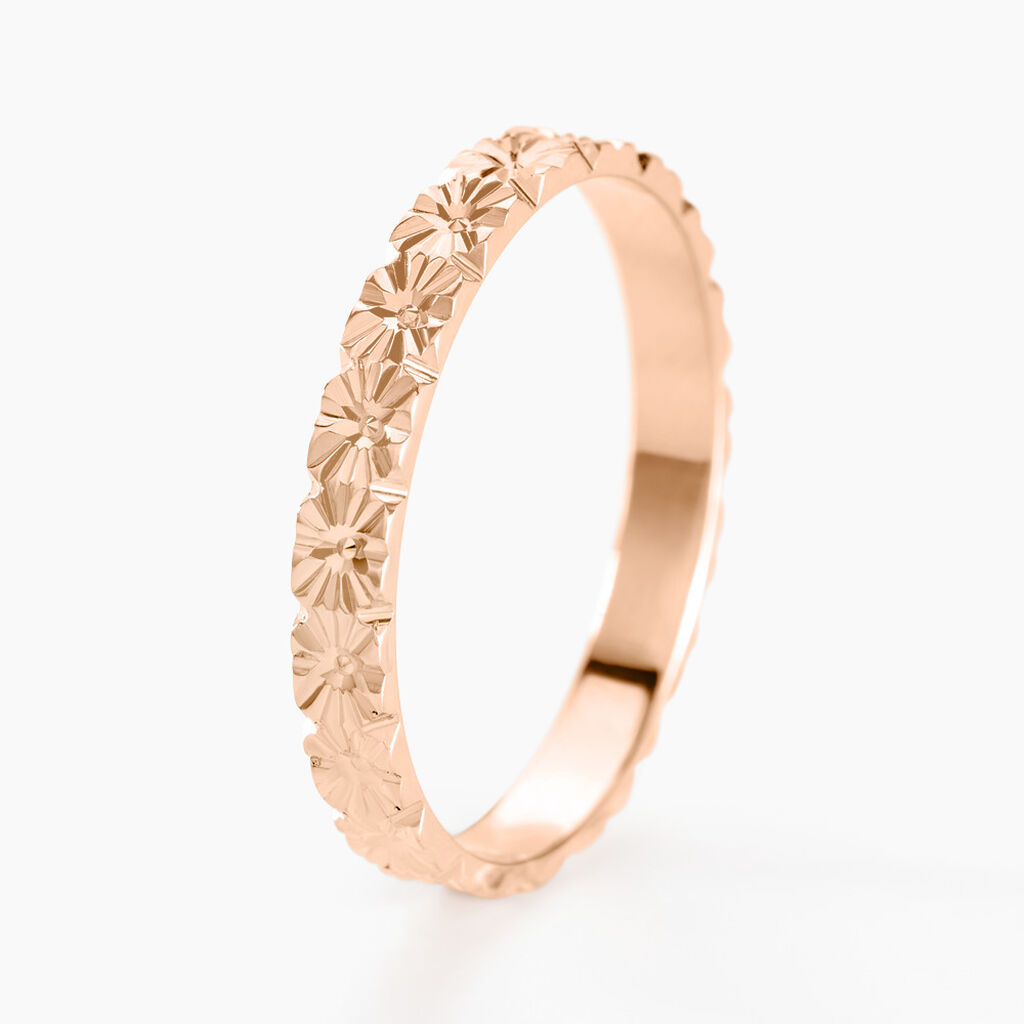 Alliance Fleur Diamantee Ruban Plat Or Rose - Alliances Unisex | Histoire d&rsquo;Or