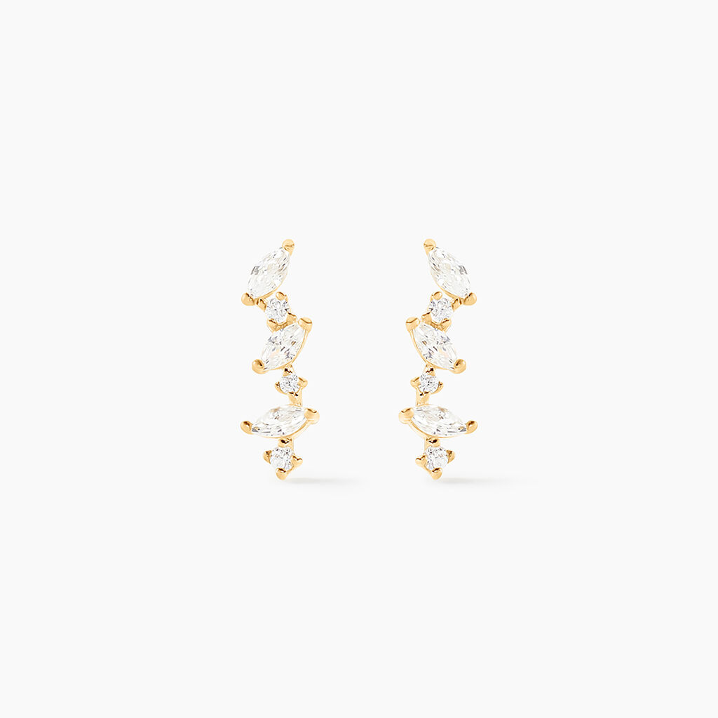 Boucles D'oreilles Puces Or Jaune Fortunella Oxydes De Zirconium - Clous d'oreilles Femme | Histoire d&rsquo;Or