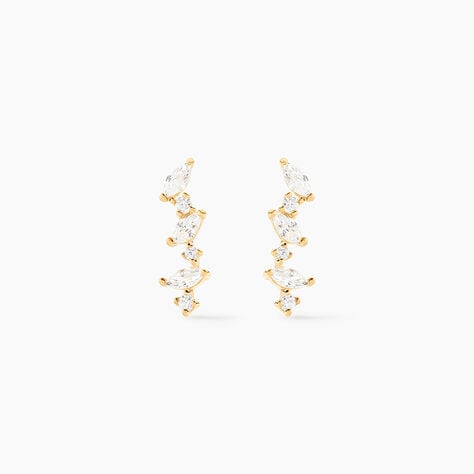 Boucles D'oreilles Puces Or Jaune Fortunella Oxydes De Zirconium - Clous d'oreilles Femme | Histoire d&rsquo;Or