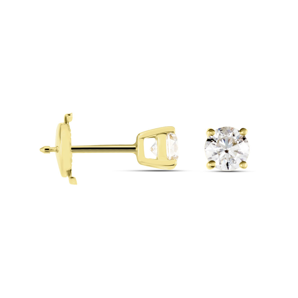 Boucles D'oreilles Puces Victoria Or Jaune Diamant - Clous d'oreilles Famille | Histoire d’Or