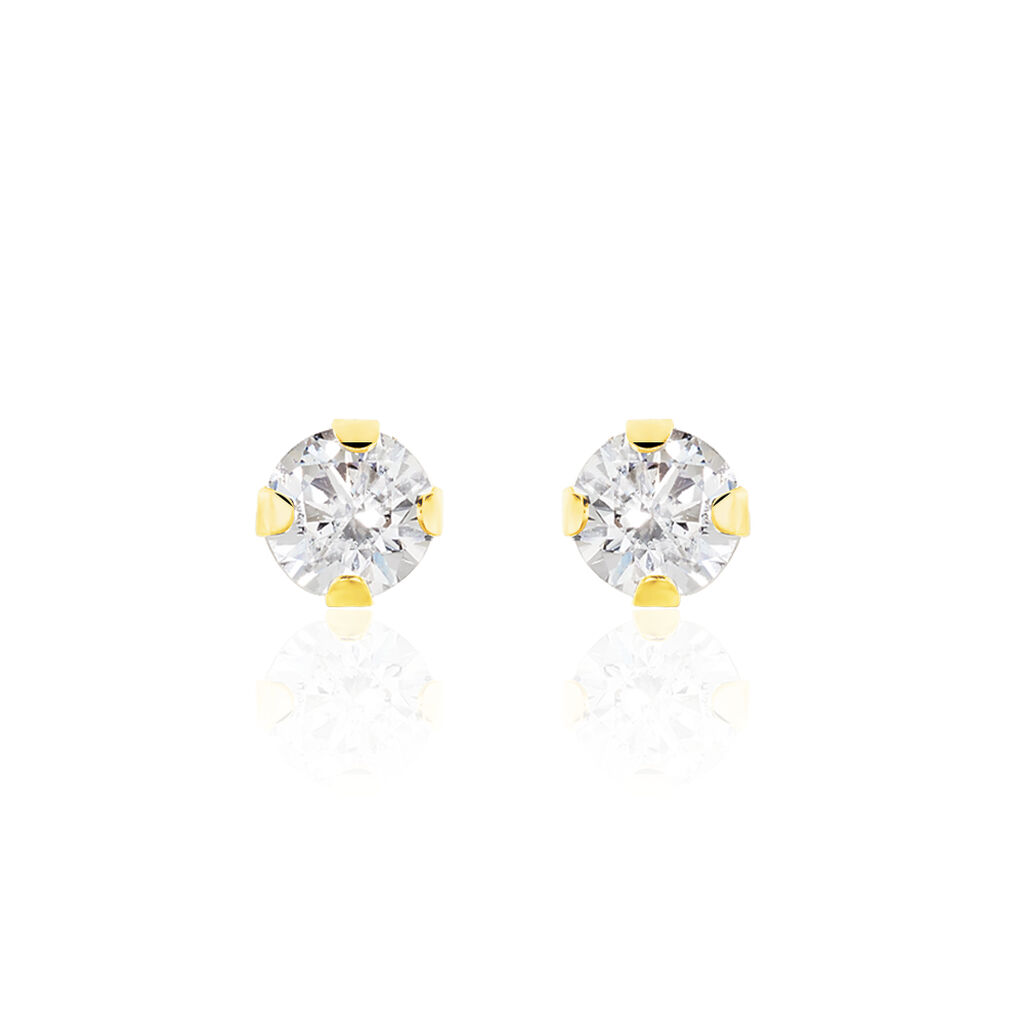 Boucles D'oreilles Puces Eddie Or Jaune Oxyde De Zirconium - Clous d'oreilles Femme | Histoire d’Or