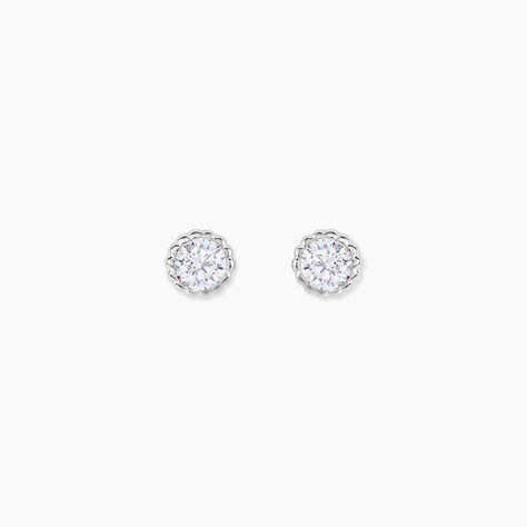 Boucles D'oreilles Puces Kadidia Or Blanc Oxyde De Zirconium - Clous d'oreilles Femme | Histoire d&rsquo;Or