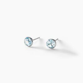 Boucles D'oreilles Puces Edy Serti Clos Or Blanc Topaze - Clous d'oreilles Femme | Histoire d’Or