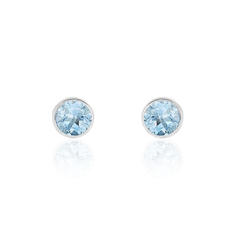 Boucles D'oreilles Puces Edy Serti Clos Or Blanc Topaze - Clous d'oreilles Femme | Histoire d’Or