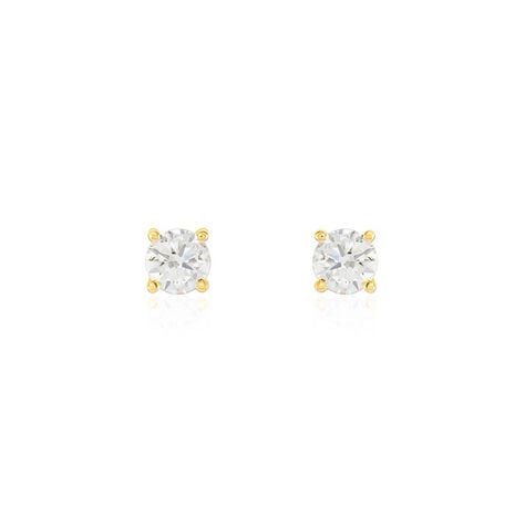 Boucles D'oreilles Puces One Or Jaune Diamants - Clous d'oreilles Femme | Histoire d&rsquo;Or