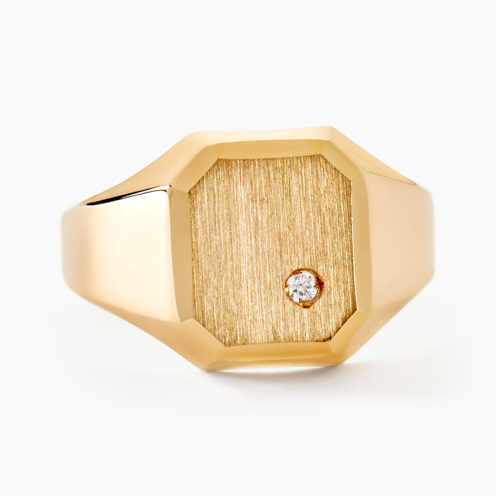 Chevali&egrave;re Malcolm Carree Or Jaune Oxyde De Zirconium - Bagues solitaires Homme | Histoire d&rsquo;Or