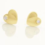 Boucles D'oreilles Puces Daria Coeur Plein Or Jaune Oxyde De Zirconium - Clous d'oreilles Famille | Histoire d&rsquo;Or