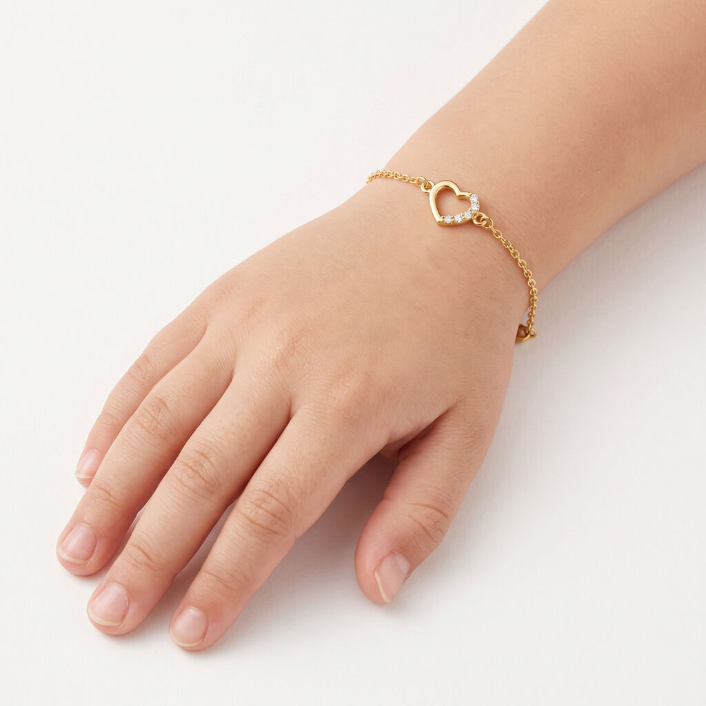 Bracelet Or Jaune Vehanouche Oxydes De Zirconium - Bracelets Enfant | Histoire d&rsquo;Or