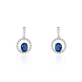 Boucles D'oreilles Pendantes Katerynn Or Blanc Saphir Diamants - Boucles d'oreilles pendantes Femme | Histoire d’Or