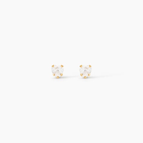 Boucles D'oreilles Puces Leidi Or Jaune Oxyde De Zirconium - Clous d'oreilles Famille | Histoire d&rsquo;Or