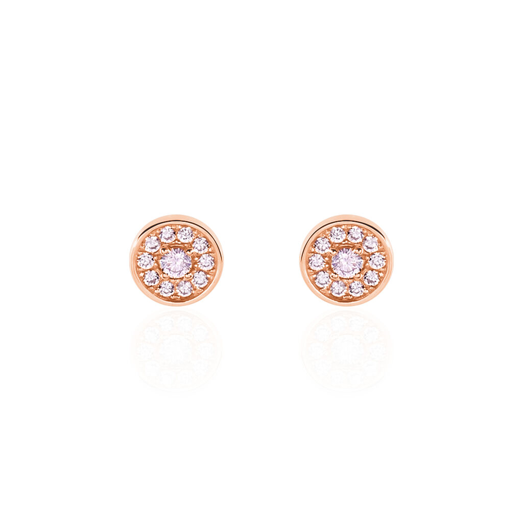 Boucles D'oreilles Puces Auxana Argent Rose Oxyde De Zirconium - Boucles d'oreilles fantaisie Femme | Histoire d’Or