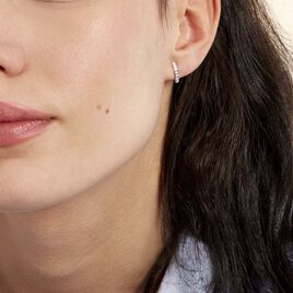 Créoles Jacoba Rondes Or Blanc Oxyde De Zirconium - Boucles d'oreilles créoles Femme | Histoire d’Or