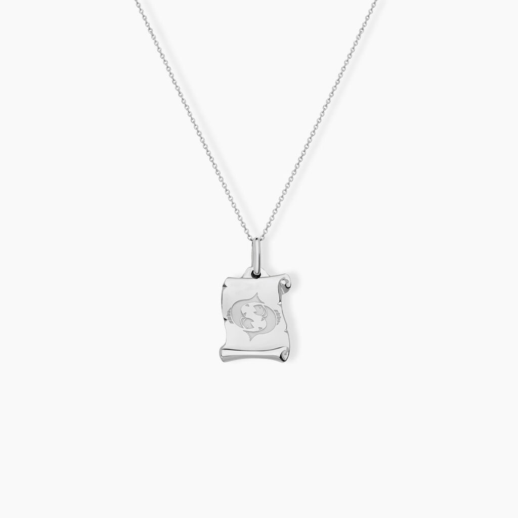 Pendentif Zodiaque Parchemin Argent Blanc - Pendentifs Zodiaque Famille | Histoire d&rsquo;Or