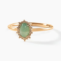 Bague Vintage Love Plaqué Or Jaune Aventurine