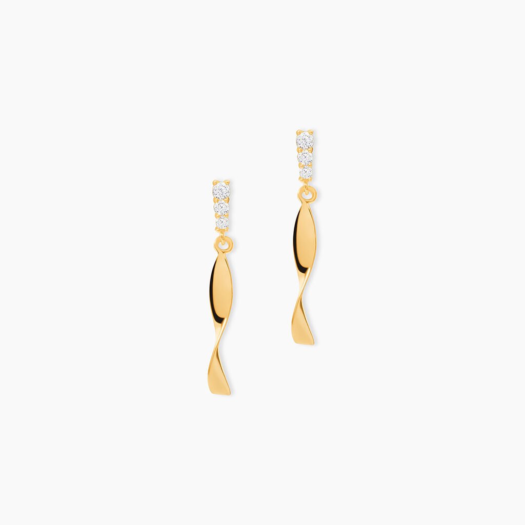 Boucles D'oreilles Pendantes Kristina Or Jaune Oxyde De Zirconium - Boucles d'oreilles pendantes Femme | Histoire d&rsquo;Or