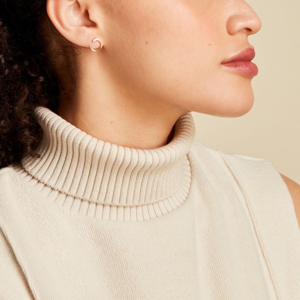 Boucles D'oreilles Puces Snake Or Jaune Diamant - Clous d'oreilles Femme | Histoire d’Or