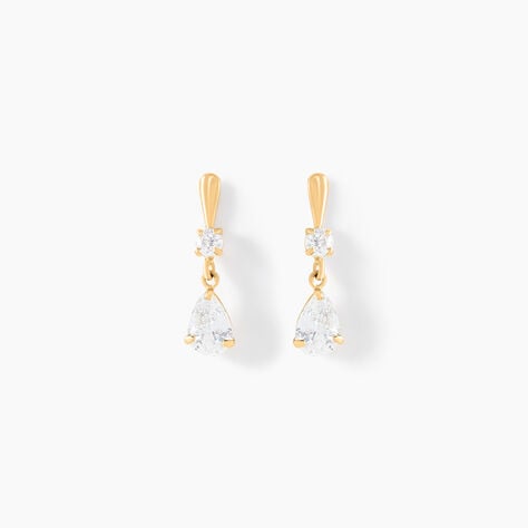Boucles D'oreilles Pendantes Ernst Goutte Or Jaune Oxyde De Zirconium - Boucles d'oreilles pendantes Femme | Histoire d&rsquo;Or