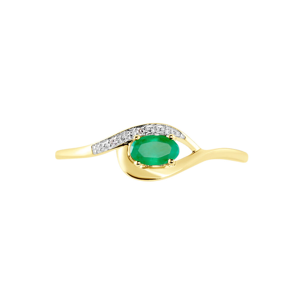 Bague Emotion Or Jaune Emeraude Diamant - Bagues avec pierre Femme | Histoire d’Or