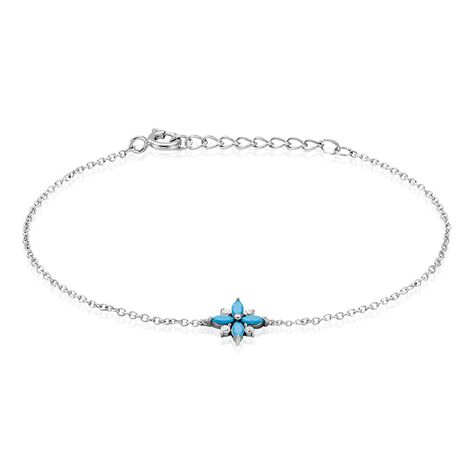 Bracelet Bleubirds Argent Blanc Turquoise Oxyde De Zirconium - Bracelets Femme | Histoire d’Or