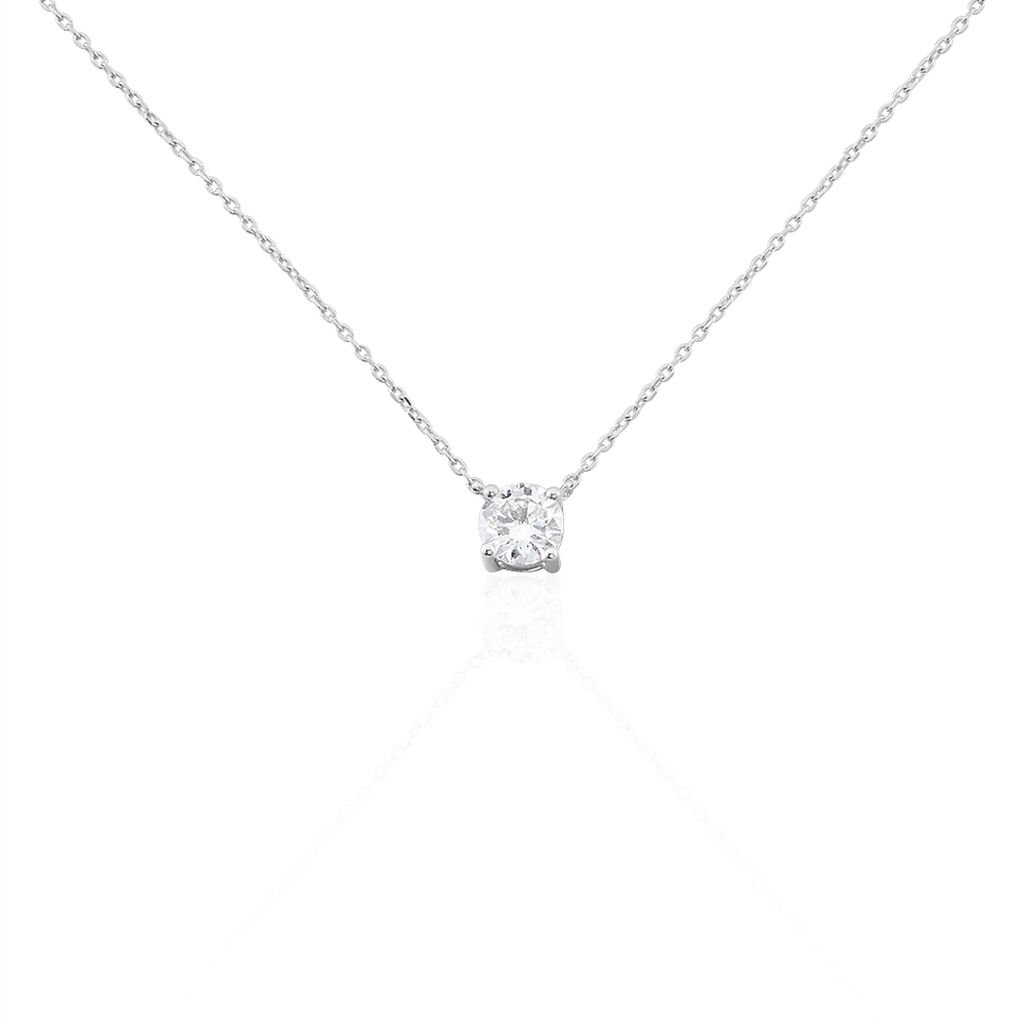Collier Solitaire Victoria Platine Blanc Diamant - Colliers Femme | Histoire d’Or
